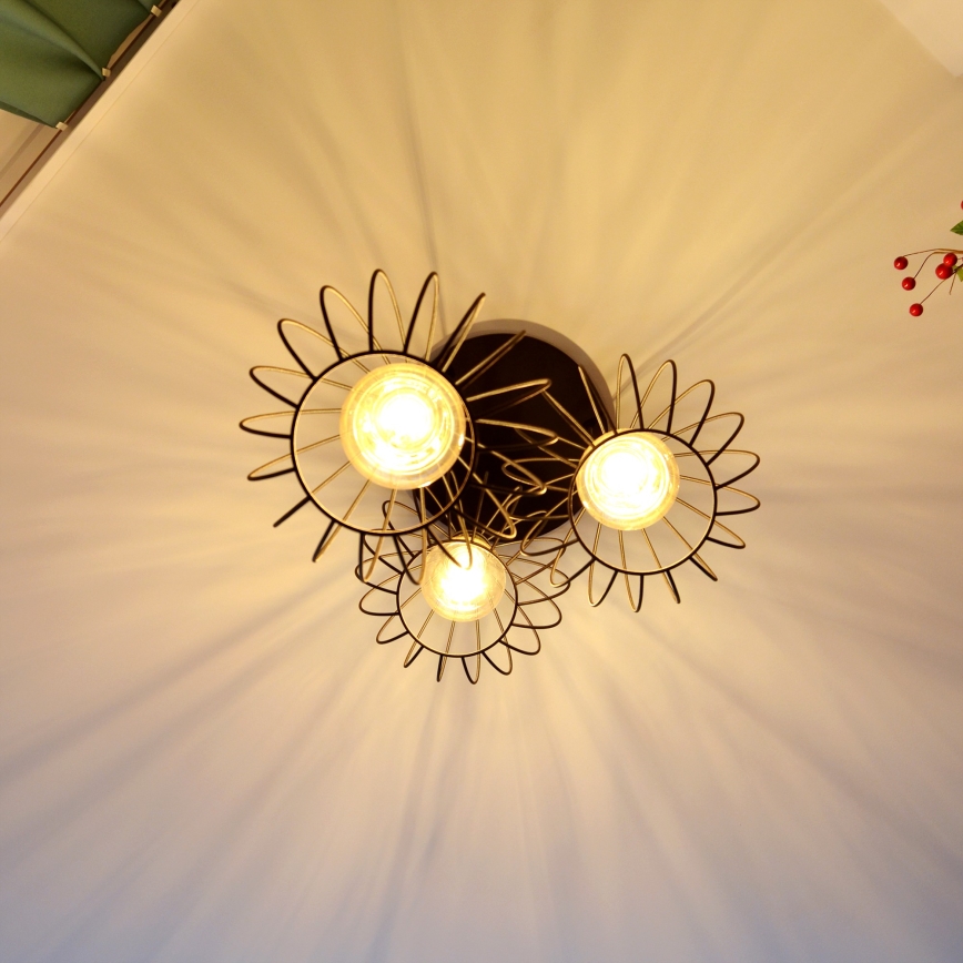 Suspension filaire LED MERCURE 3xE27/15W/230V ø 50 cm noir