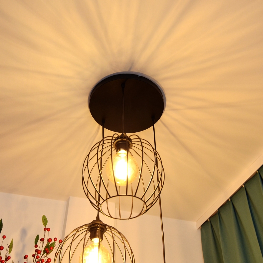 Suspension filaire LED MERCURE 3xE27/15W/230V ø 50 cm noir