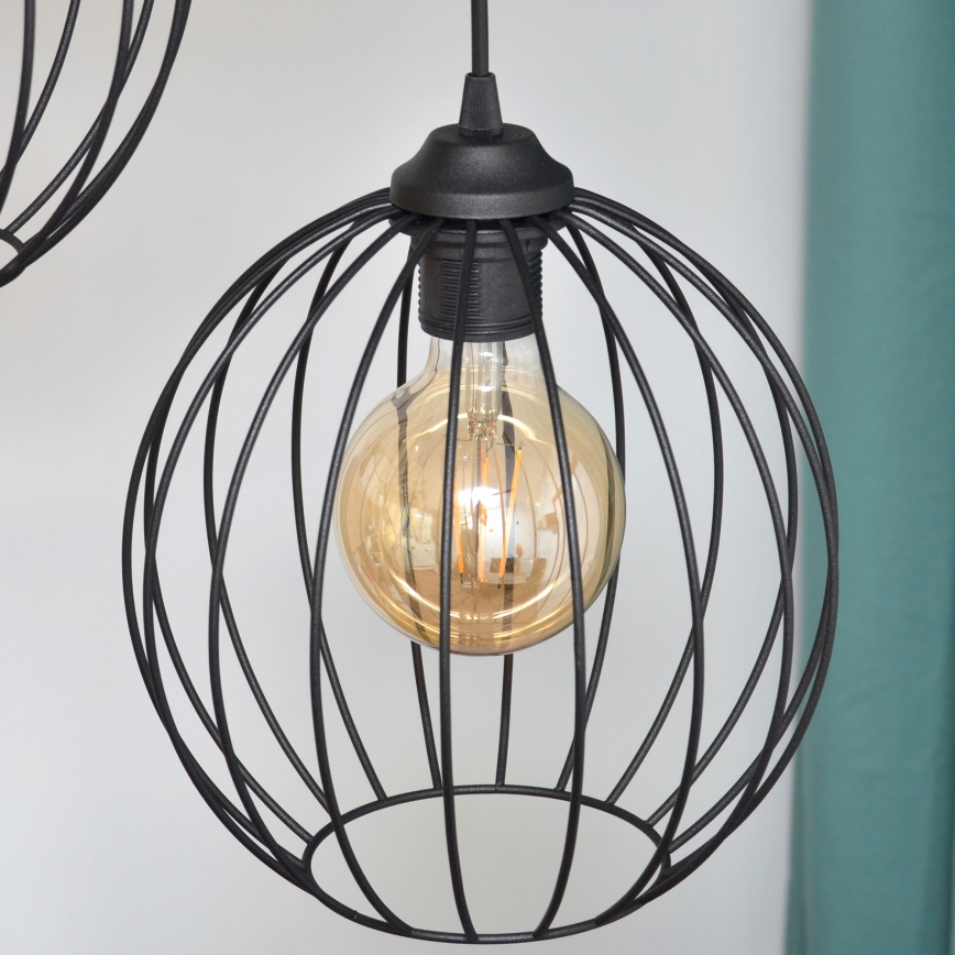 Suspension filaire LED MERCURE 3xE27/15W/230V ø 50 cm noir