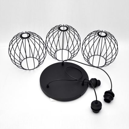 Suspension filaire LED MERCURE 3xE27/15W/230V ø 50 cm noir