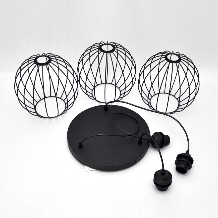 Suspension filaire LED MERCURE 3xE27/15W/230V ø 50 cm noir
