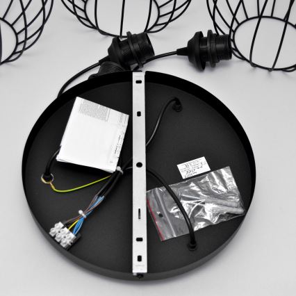 Suspension filaire LED MERCURE 3xE27/15W/230V ø 50 cm noir