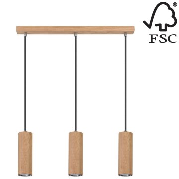 Suspension filaire LED PIPE 3xGU10/5W/230V chêne mat - certifié FSC