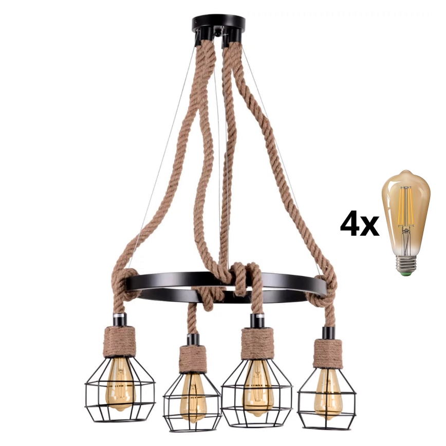 Suspension filaire LED ROPE ALEGRA 4xE27/10W/230V