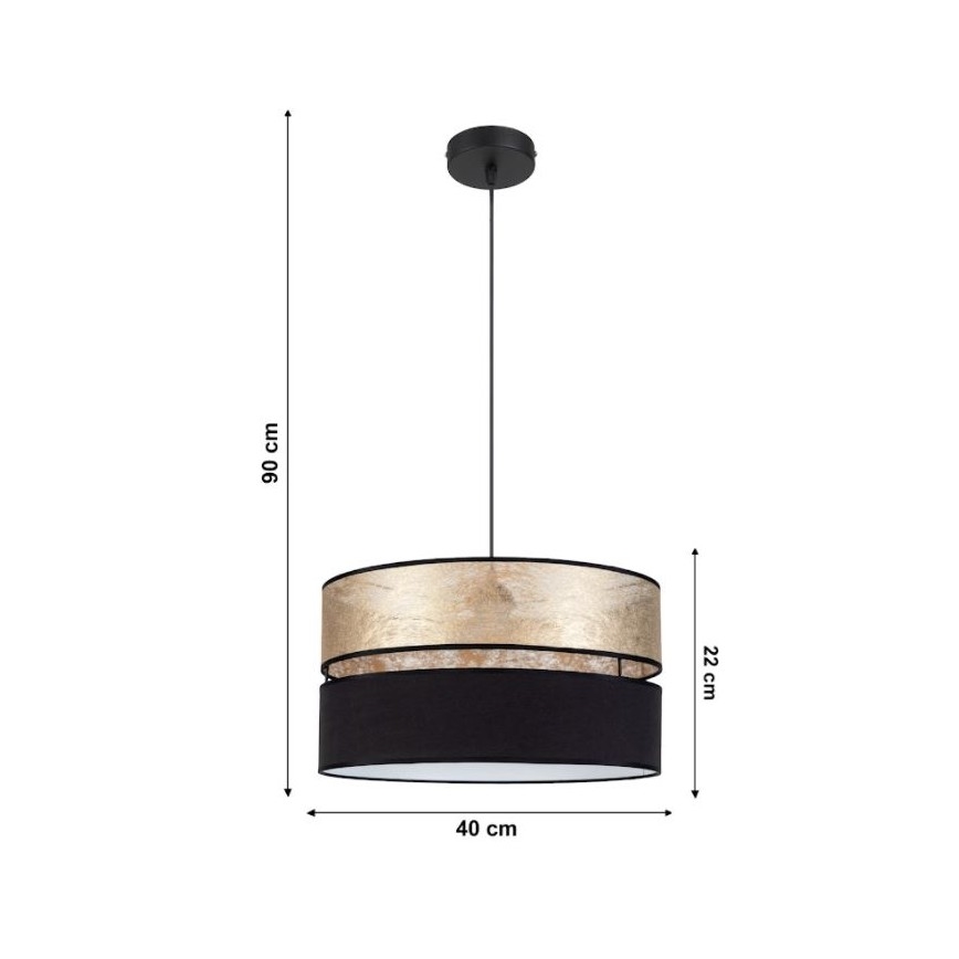 Suspension filaire LIMA 1xE27/60W/230V or/noir