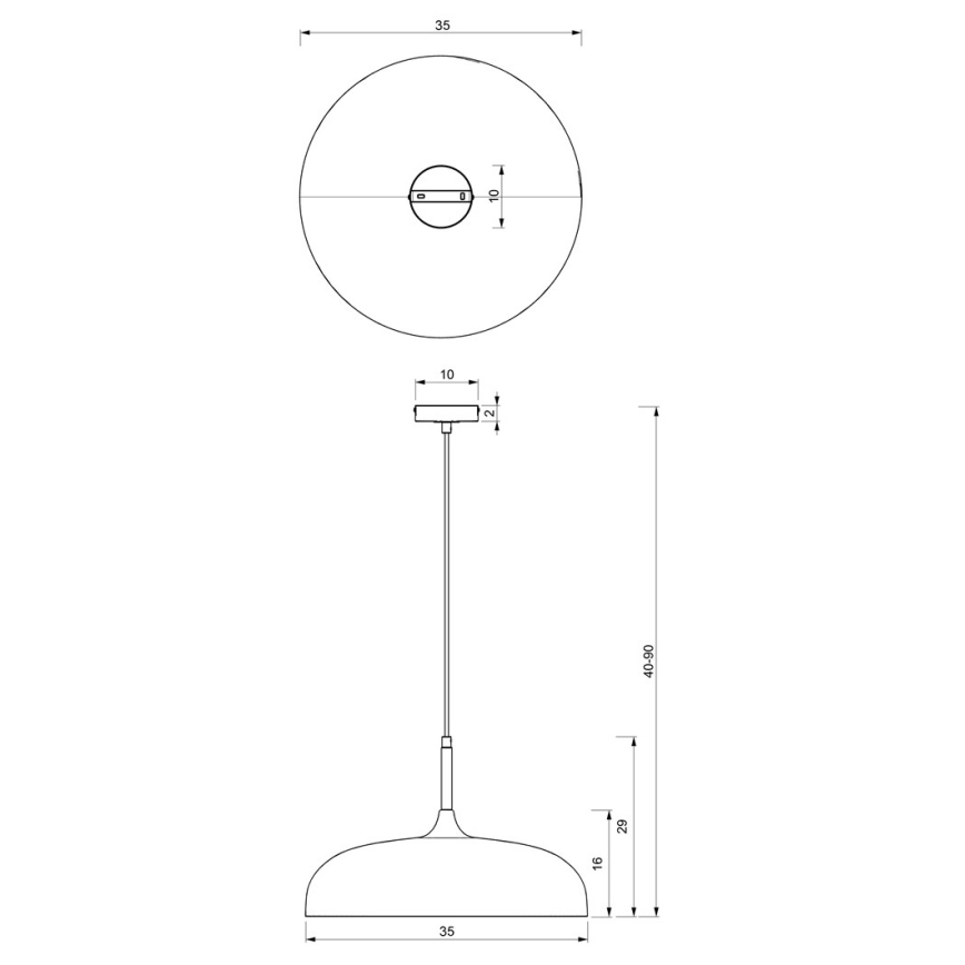 Suspension filaire LINCOLN 1xE27/60W/230V d. 35 cm noir