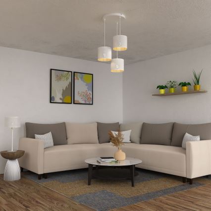 Suspension filaire LOFT SHADE 3xE27/60W/230V blanc/doré