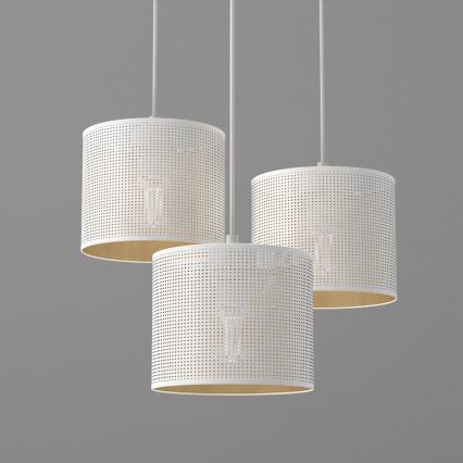 Suspension filaire LOFT SHADE 3xE27/60W/230V blanc/doré