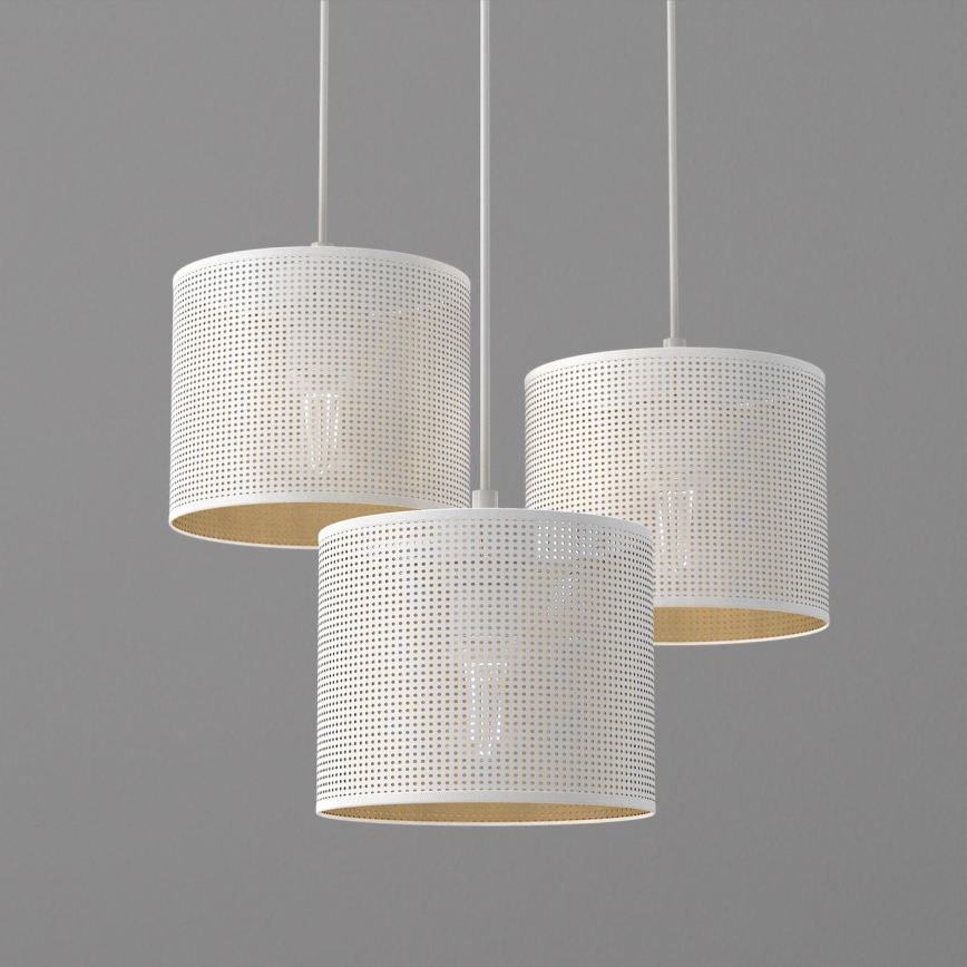 Suspension filaire LOFT SHADE 3xE27/60W/230V blanc/doré