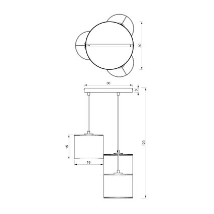 Suspension filaire LOFT SHADE 3xE27/60W/230V blanc/doré