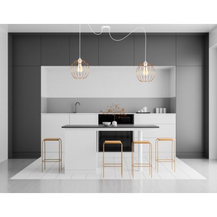Suspension filaire MATT 2xE27/60W/230V araignée blanc/cuivre
