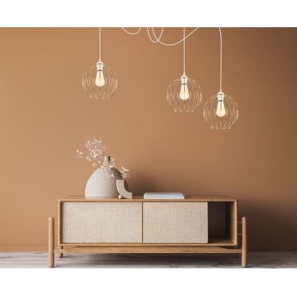 Suspension filaire MATT 3xE27/60W/230V araignée blanc/doré