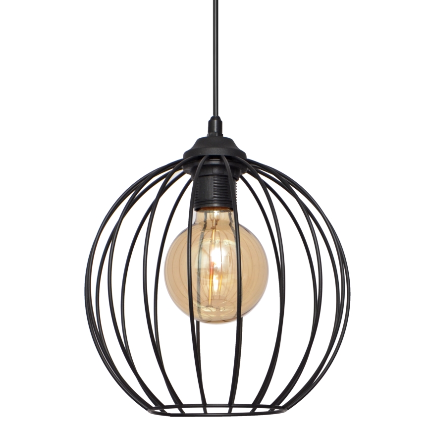 Suspension filaire MERCURE 1xE27/15W/230V diamètre 24 cm noir