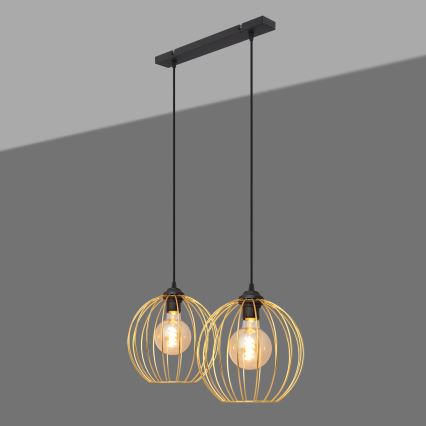 Suspension filaire MERCURE 2xE27/15W/230V doré/noir