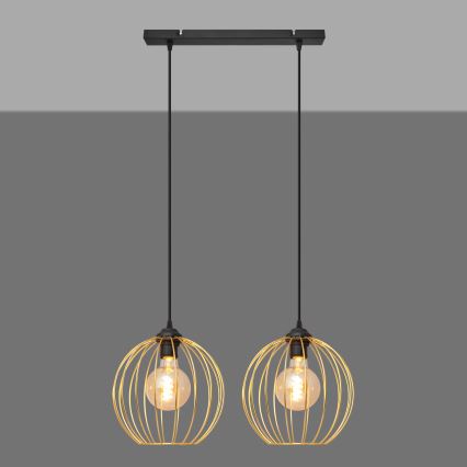Suspension filaire MERCURE 2xE27/15W/230V doré/noir