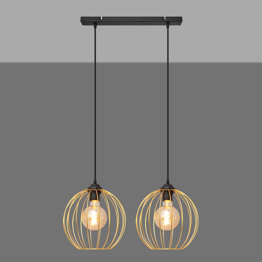 Suspension filaire MERCURE 2xE27/15W/230V doré/noir