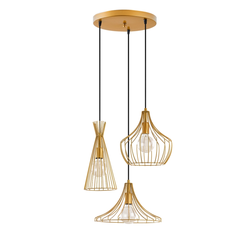 Suspension filaire MEZOPOTAMYA 3xE27/40W/230V doré