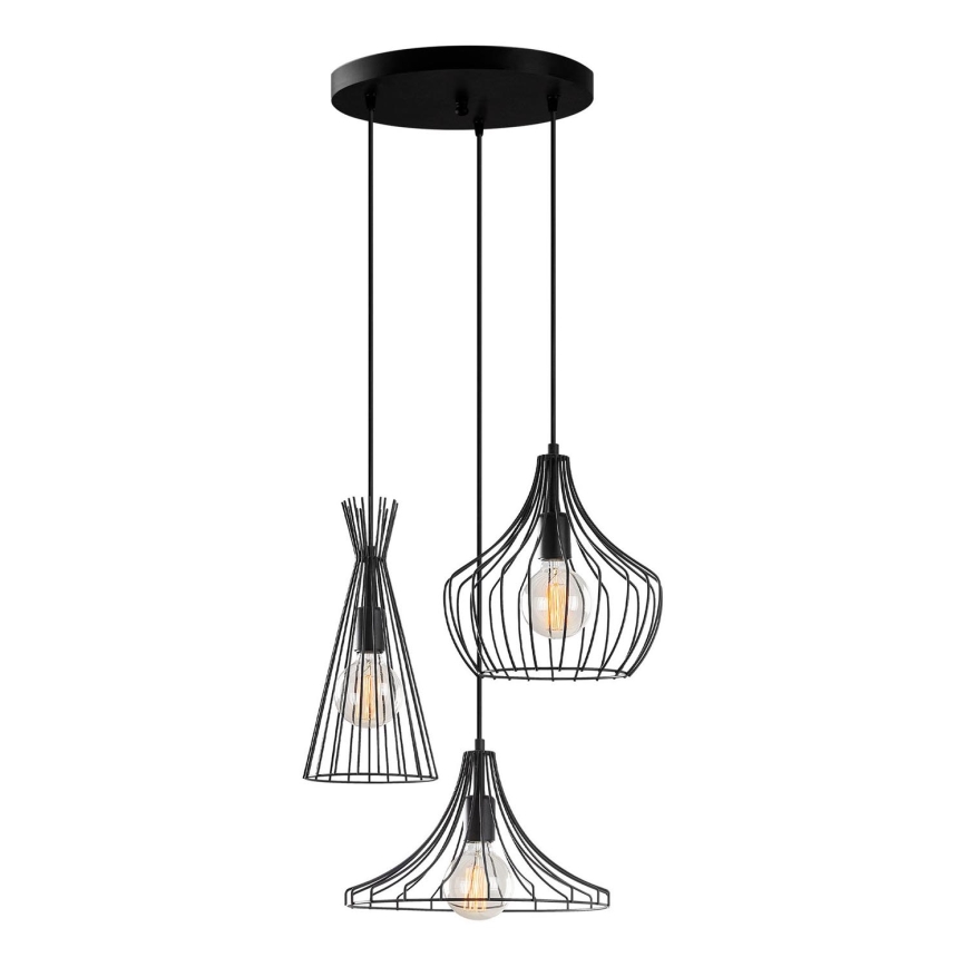 Suspension filaire MEZOPOTAMYA 3xE27/40W/230V noir
