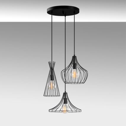 Suspension filaire MEZOPOTAMYA 3xE27/40W/230V noir