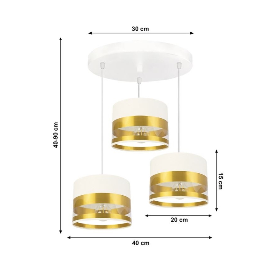 Suspension filaire MILO 3xE27/60W/230V dorée