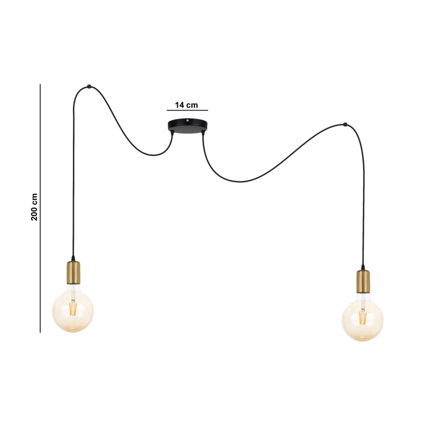 Suspension filaire MIROS 2xE27/60W/230V araignée noir/doré