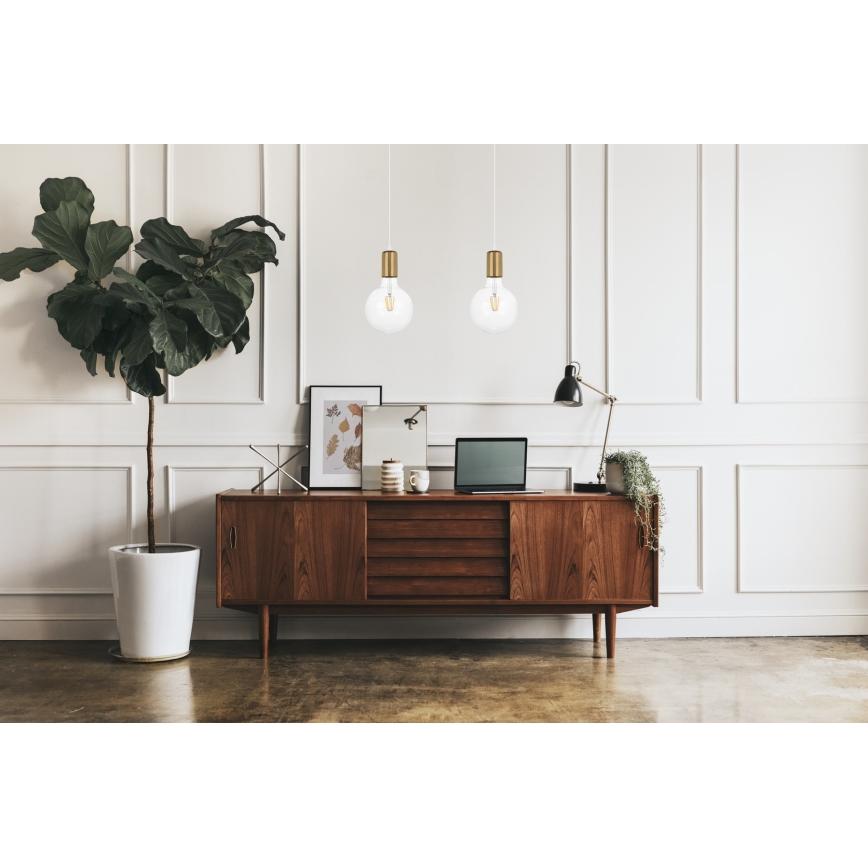 Suspension filaire MIROS 2xE27/60W/230V blanc/doré