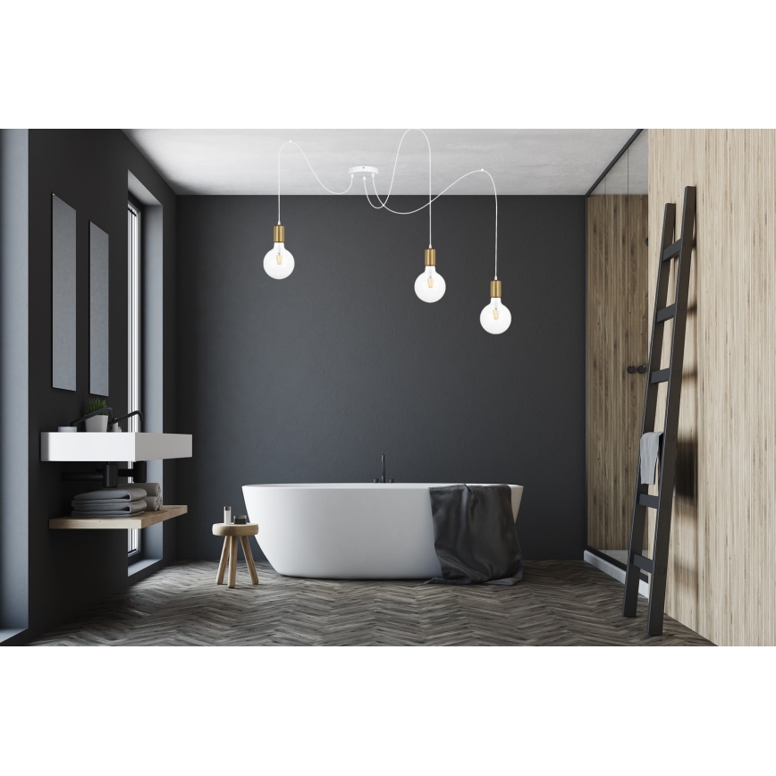 Suspension filaire MIROS 3xE27/60W/230V araignée blanc/doré