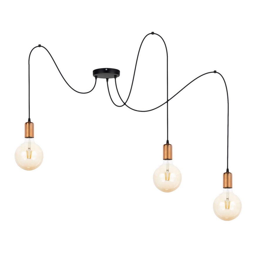 Suspension filaire MIROS 3xE27/60W/230V araignée noir/cuivre