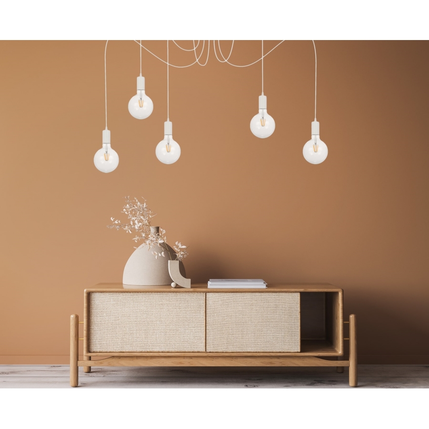 Suspension filaire MIROS 5xE27/60W/230V araignée blanc