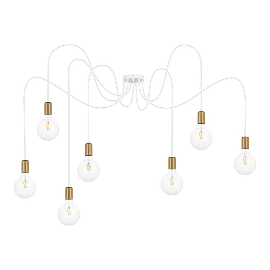 Suspension filaire MIROS 7xE27/60W/230V araignée blanc/doré