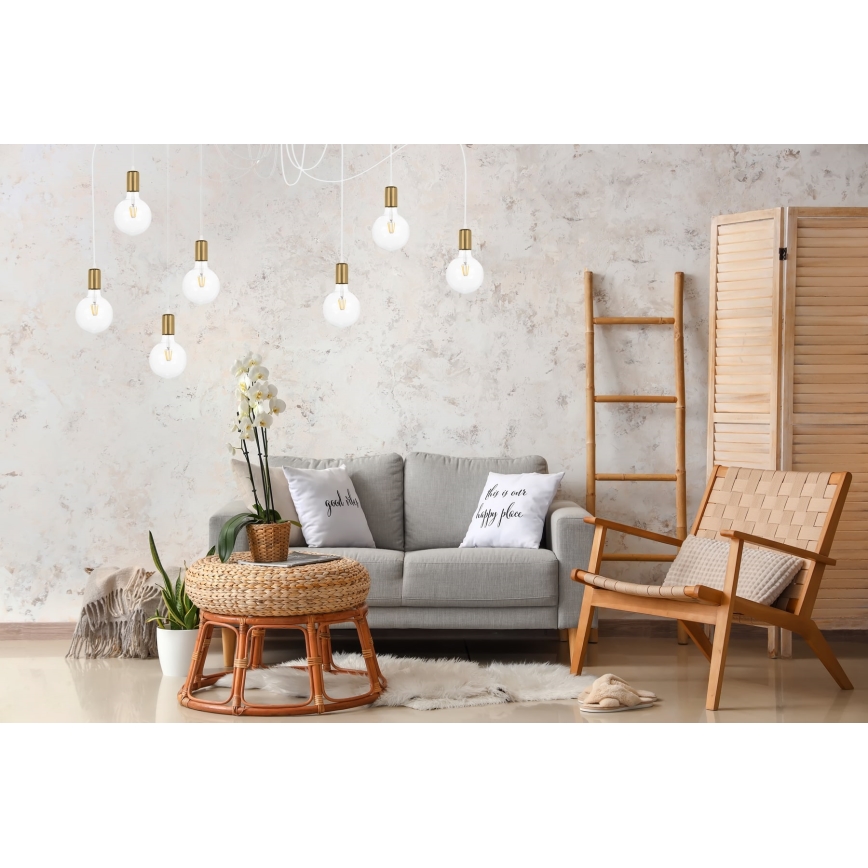 Suspension filaire MIROS 7xE27/60W/230V araignée blanc/doré