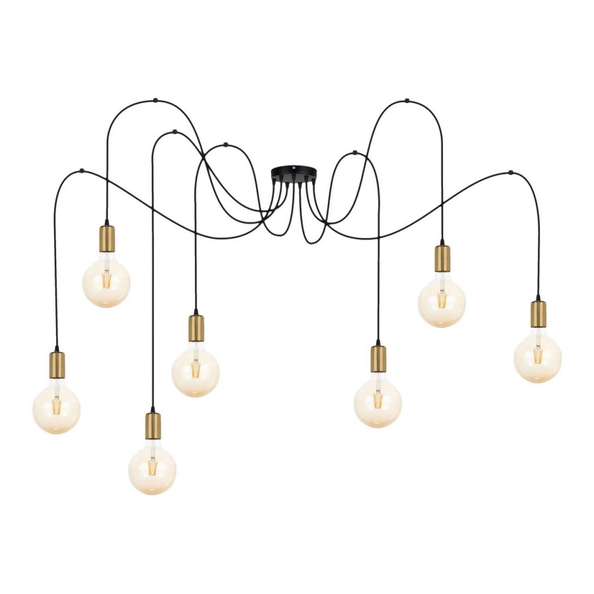 Suspension filaire MIROS 7xE27/60W/230V araignée noir/doré