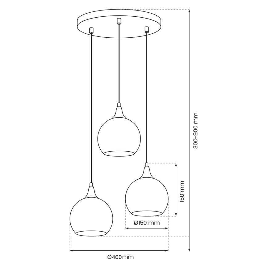 Suspension filaire MONTE 3xE27/60W/230V chrome mat