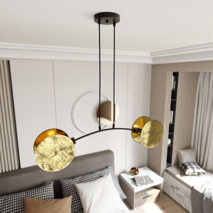 Suspension filaire MOTIF 2xE14/10W/230V doré