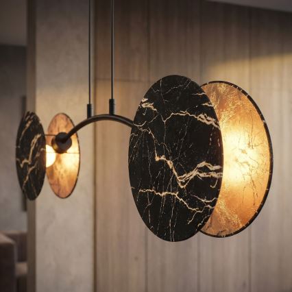 Suspension filaire MOTIF 2xE27/15W/230V noir/doré
