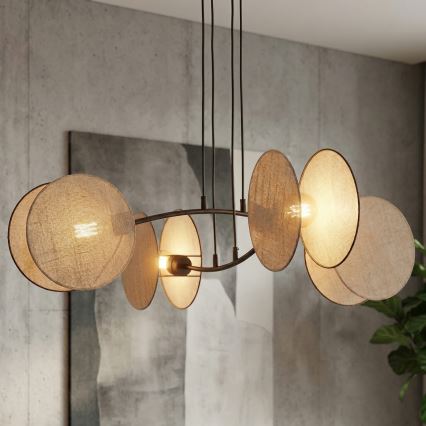 Suspension filaire MOTIF 4xE14/10W/230V beige