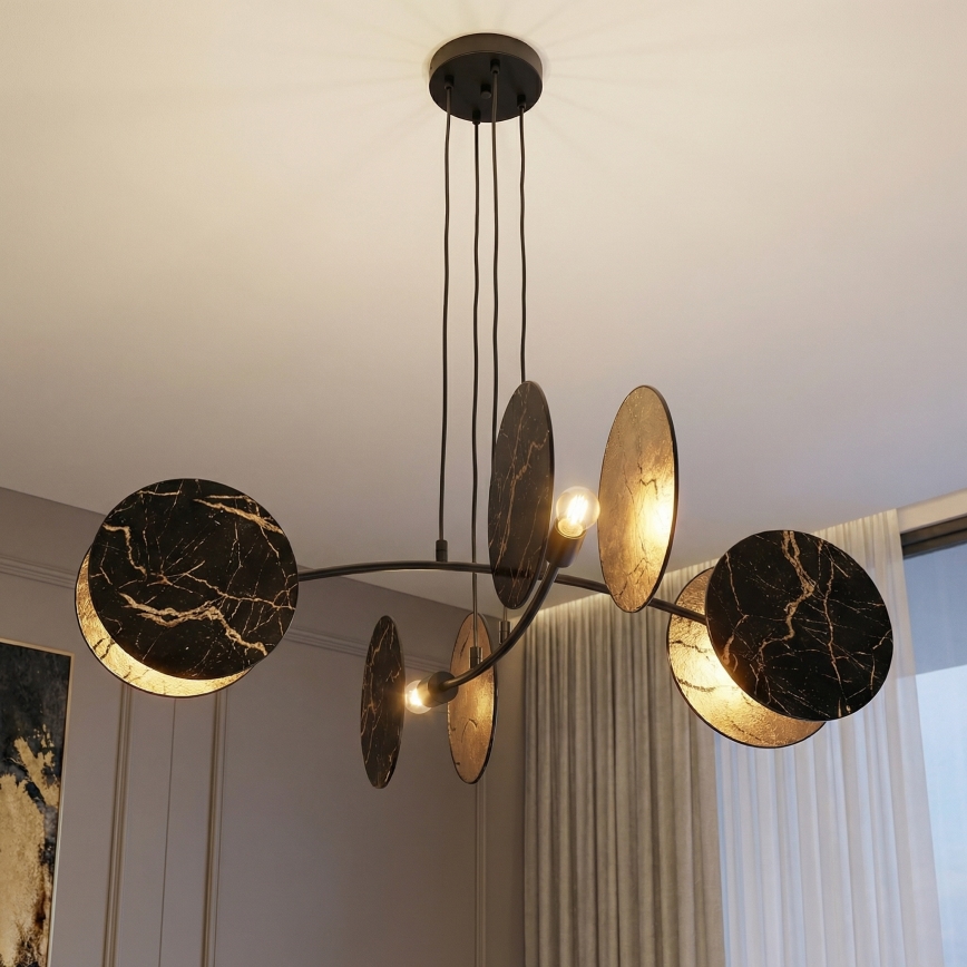 Suspension filaire MOTIF 4xE27/15W/230V noir/doré