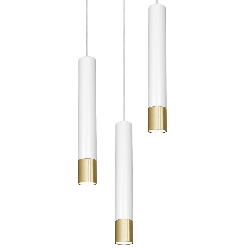 Suspension filaire NEST 3xGU10/8W/230V blanc/doré rond