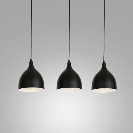 Suspension filaire NOAK 3xE27/15W/230V noir