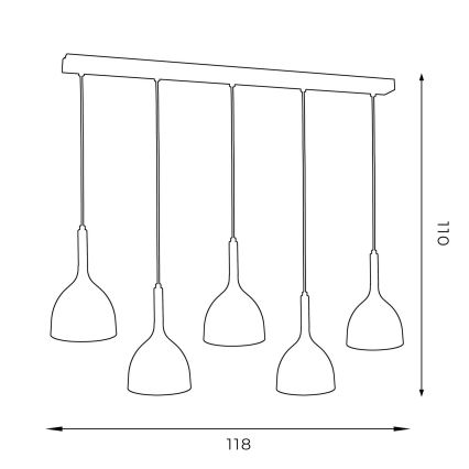 Suspension filaire NOAK 5xE27/15W/230V blanc/hêtre