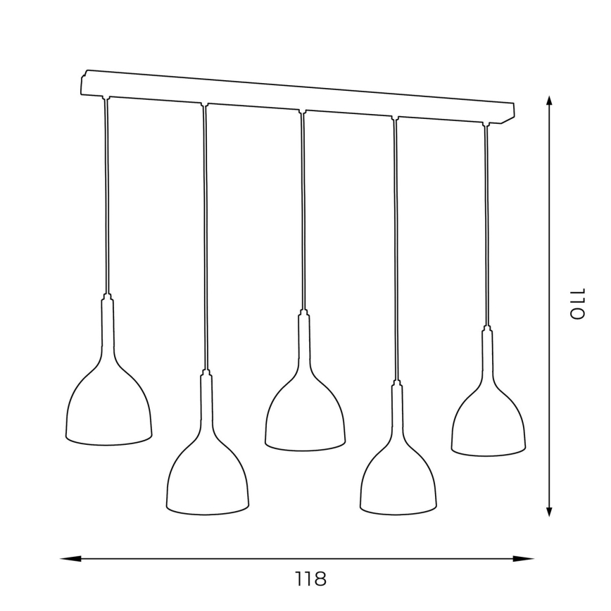 Suspension filaire NOAK 5xE27/15W/230V blanc/hêtre