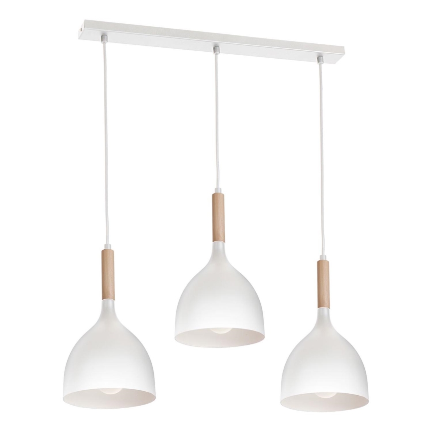 Suspension filaire NOAK WOOD 3xE27/15W/230V blanc/hêtre