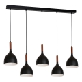 Suspension filaire NOAK WOOD 5xE27/15W/230V noir/hêtre