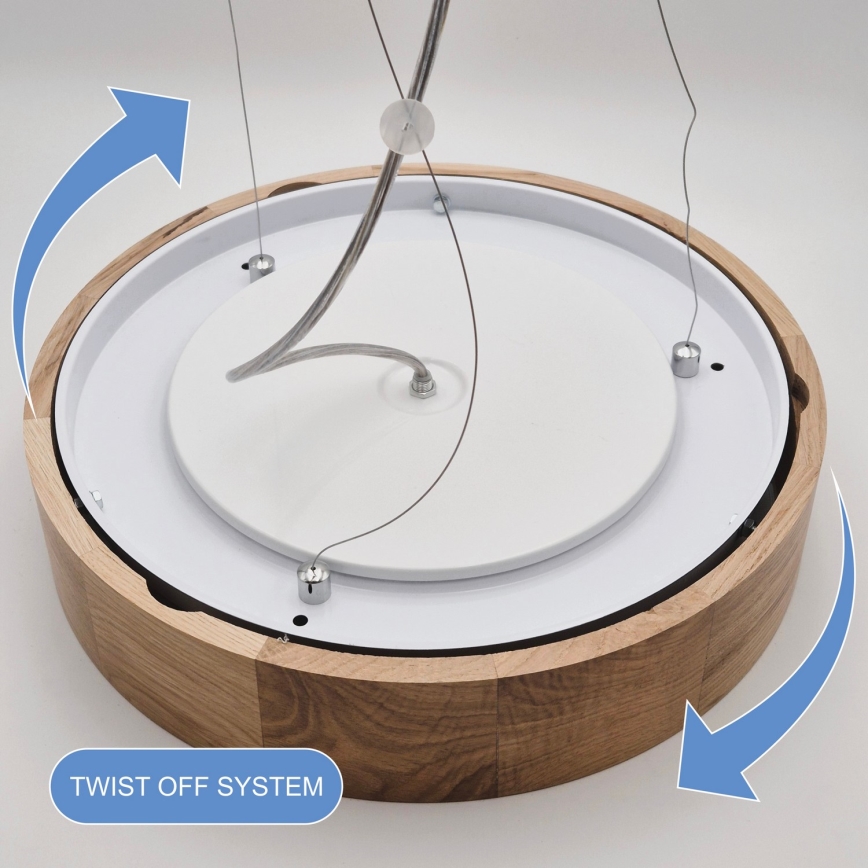 Suspension filaire OAK 3xE27/60W/230V chêne ø 47,5 cm - certifié FSC