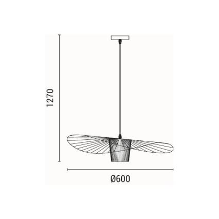 Suspension filaire OGGI 1xE27/40W/230V d. 60 cm noir