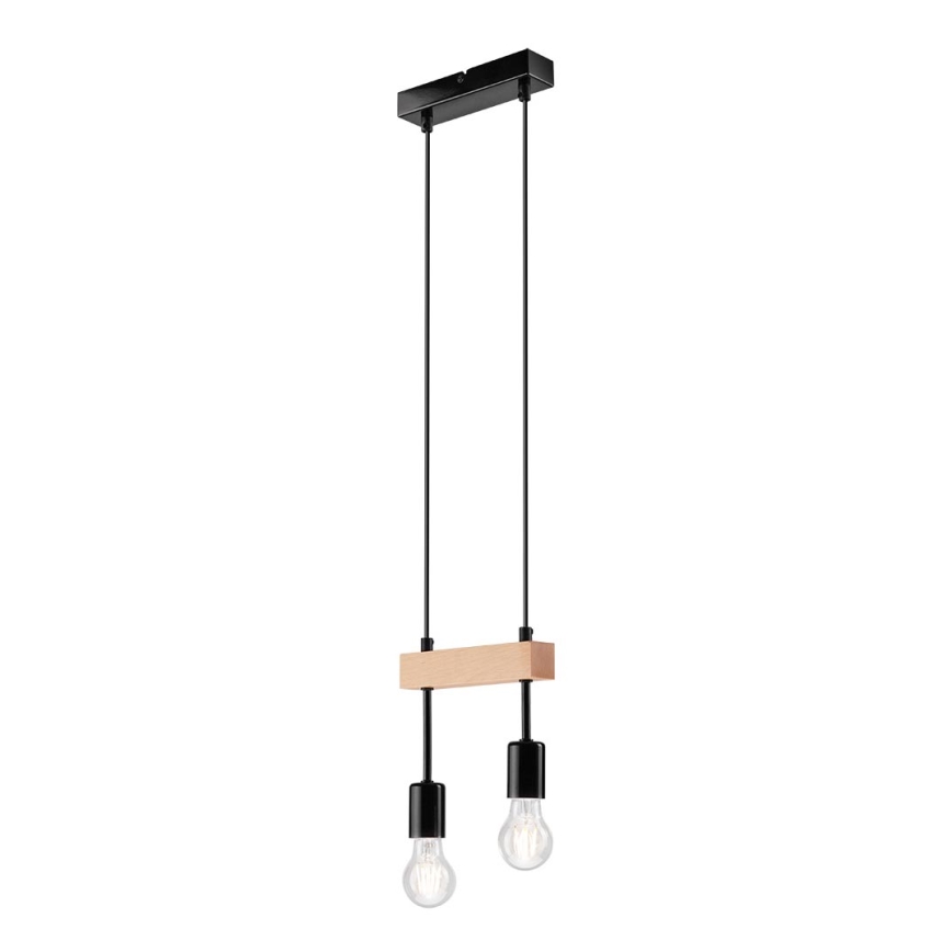 Suspension filaire ORAZIO 2xE27/60W/230V hêtre - certifié FSC
