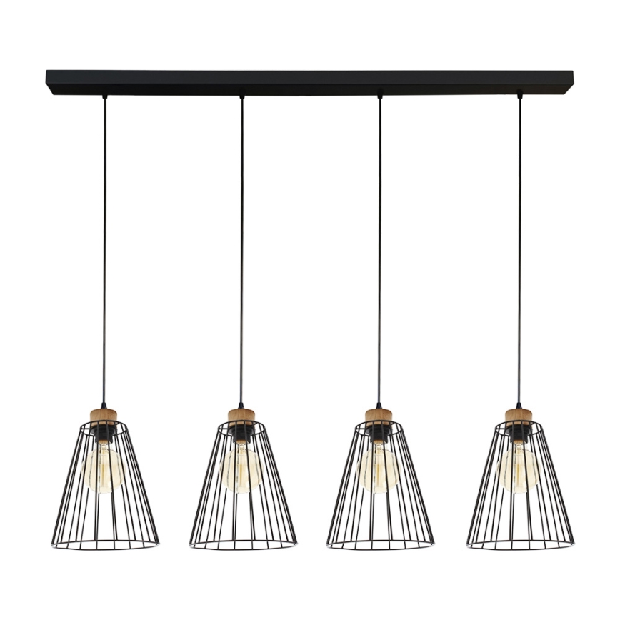 Suspension filaire ORAZIO 4xE27/60W/230V chêne