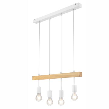 Suspension filaire ORAZIO 4xE27/60W/230V hêtre - certifié FSC