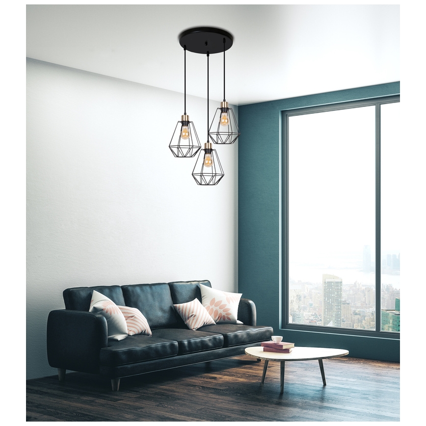 Suspension filaire PRIMO 3xE27/60W/230V