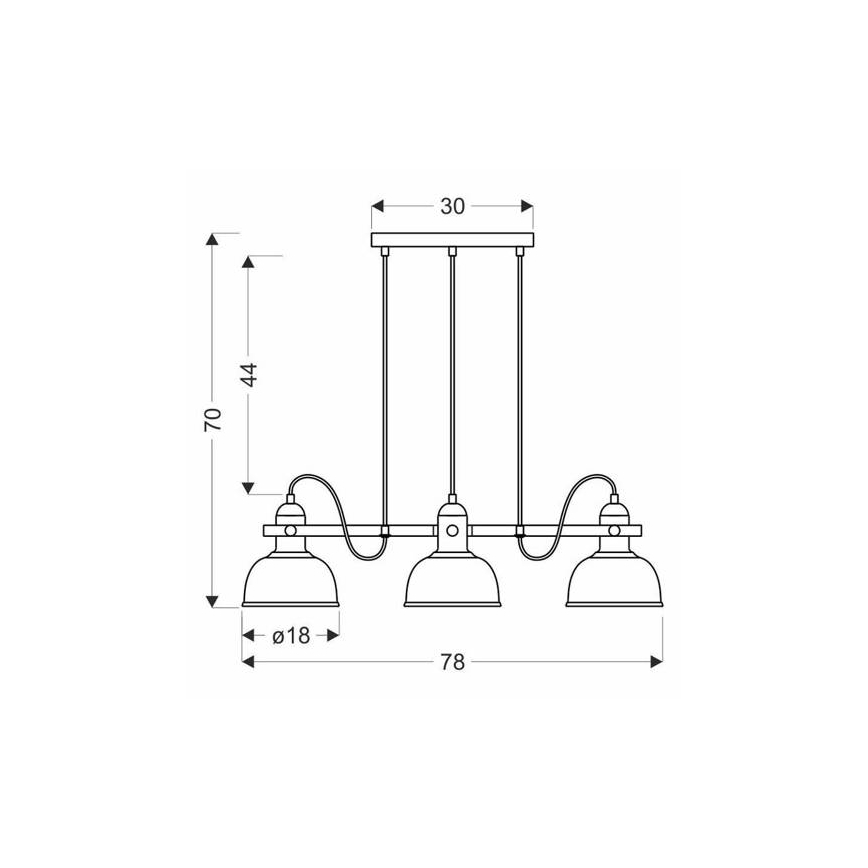 Suspension filaire RENO 3xE27/40W/230V noir/marron